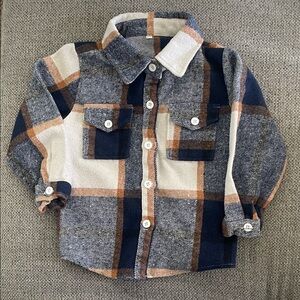 Plaid Kids Shirt - Blue and Tan